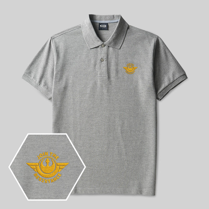 Join The Resistance Geek Embroidered Polo Shirt