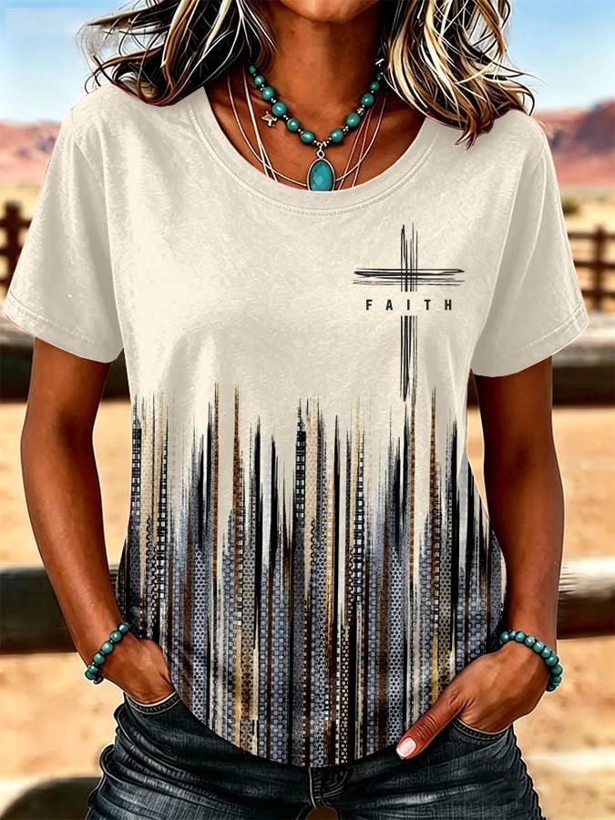 Western-T-Shirt für Damen mit Glaubensdruck