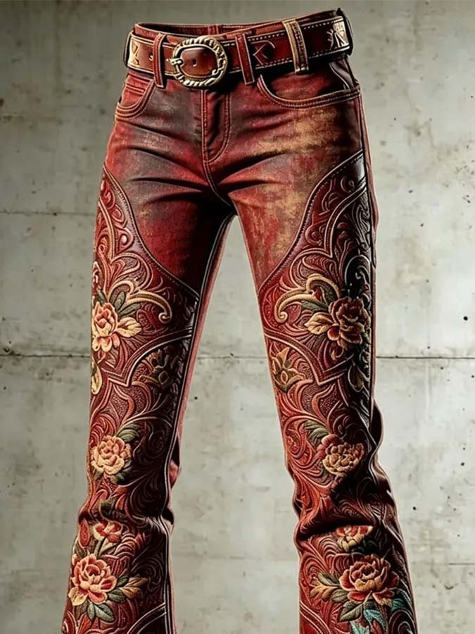 Freizeithose für Damen im Retro-Print