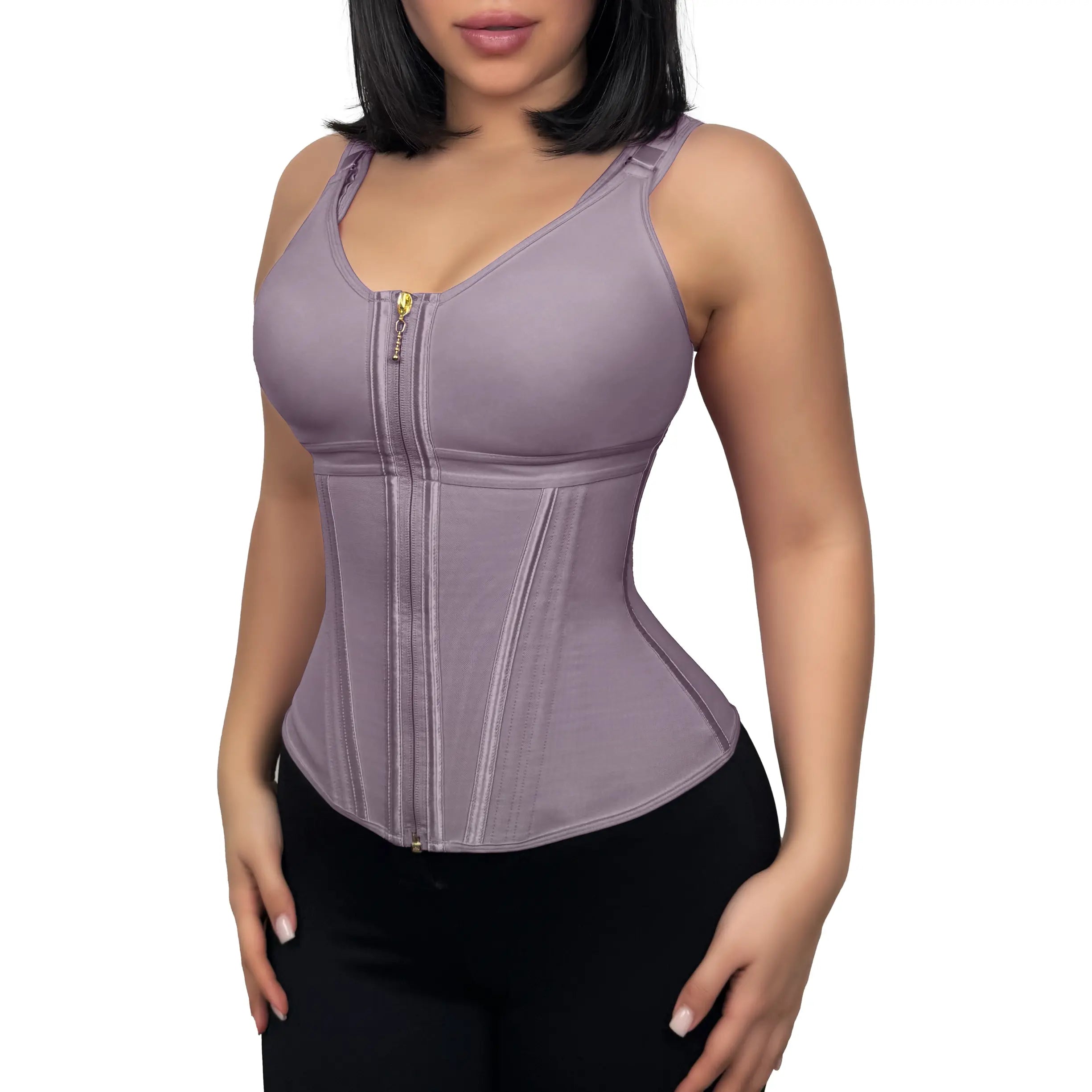 Corset serre-taille zippé avec soutien-gorge intégré