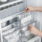 New reusable upgraded thickened upright aluminum foil sealing storage bags, with labels and zipper locks, suitable for washable kitchen items like vegetables, fruits, and meat