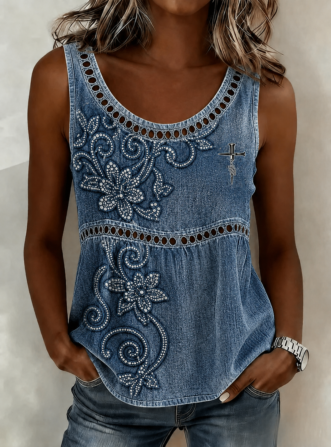 Women'S Western Faith Cross Printed Casual Retro Tank Top