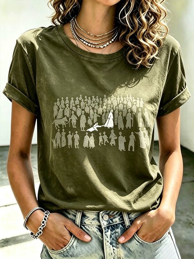 Women's  Faith Cross  Take Heart My Daughter Your Faith Has Made You Well Print Top