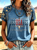 Damen T-Shirt mit Western-Retro-Glaubensaufdruck