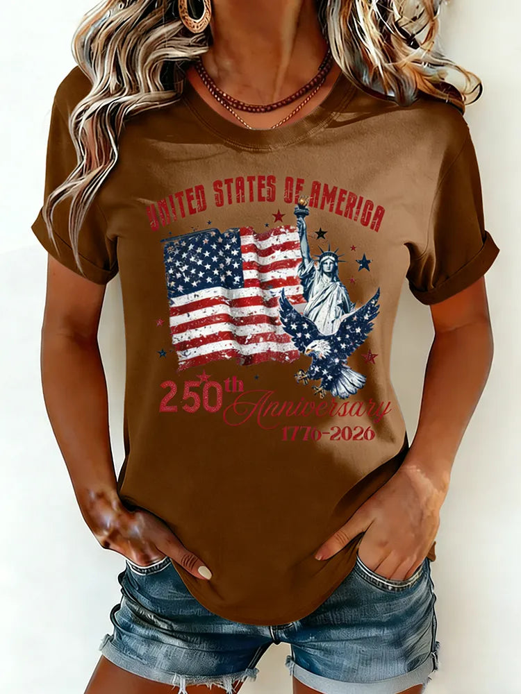 T-shirt Patriotique Vintage Aigle Statue de la Liberté 250ème Anniversaire USA