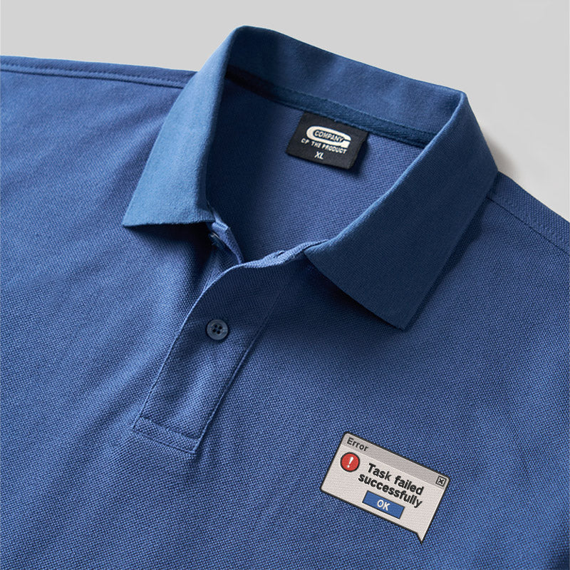 Task Failed Successfully Geek Embroidered Polo Shirt