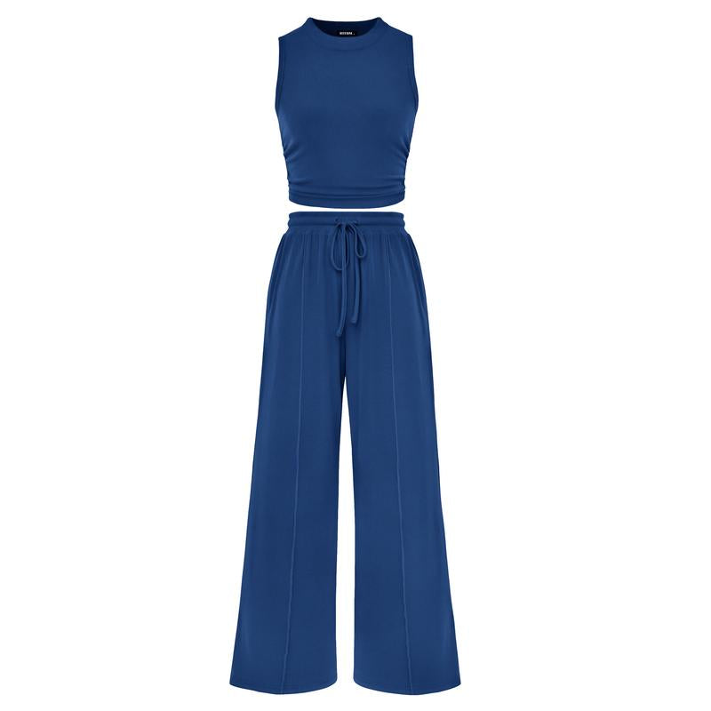 Ensemble crop top côtelé et pantalon large