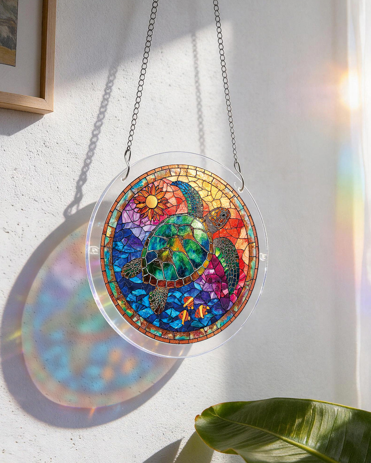 Buntglas Meeresschildkröte Lichtfänger-Acryl Fensterkunst