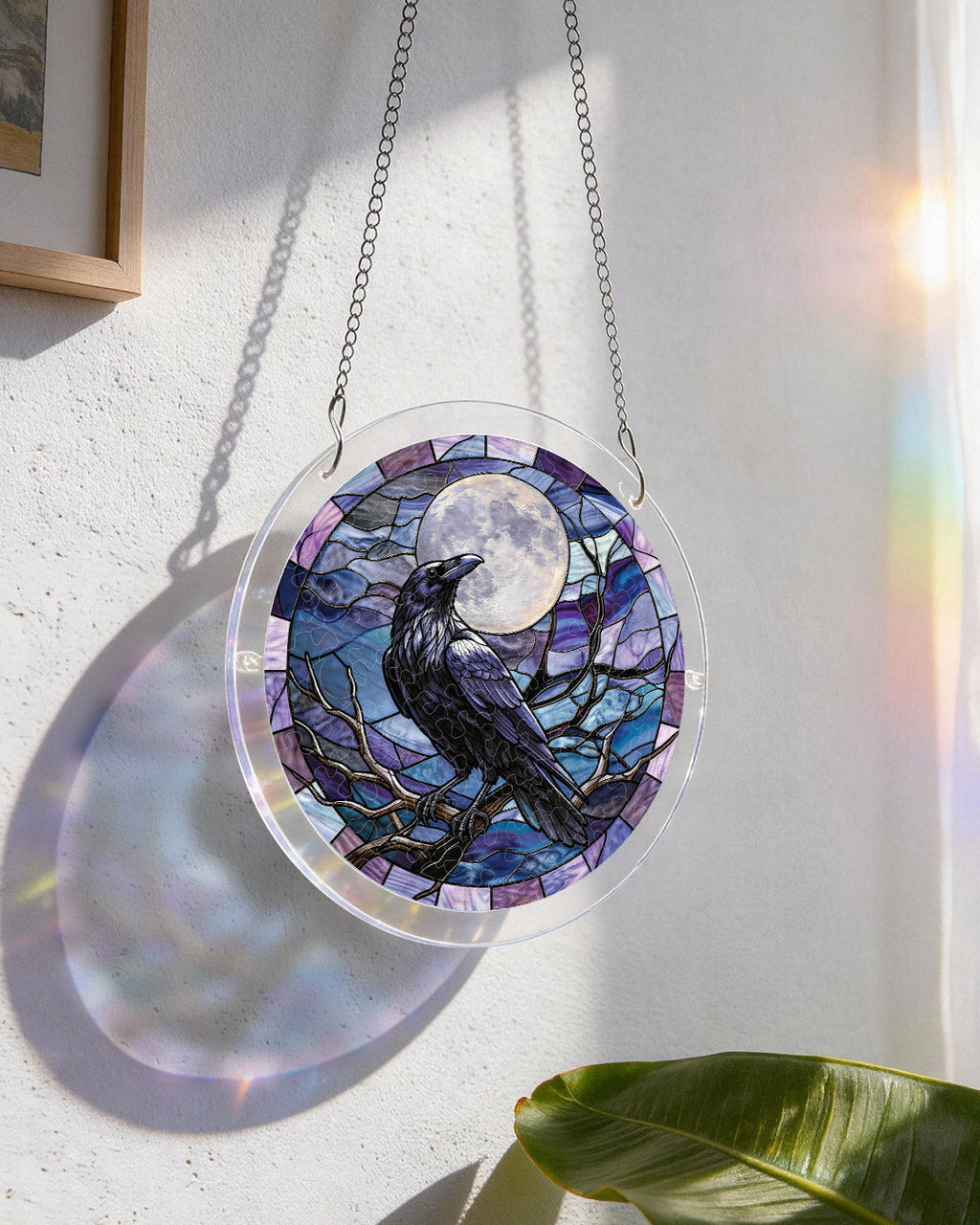 Moonlit Raven Light Suncatcher-Acrylic Window Art