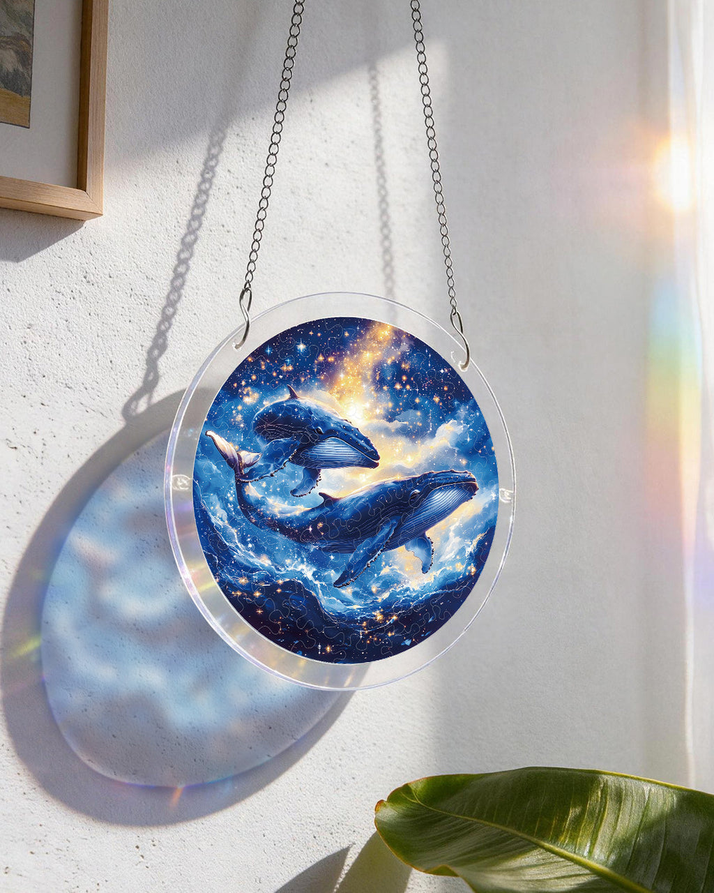 Twin Whales of the Cosmos Light Suncatcher-Acrylic Window Art