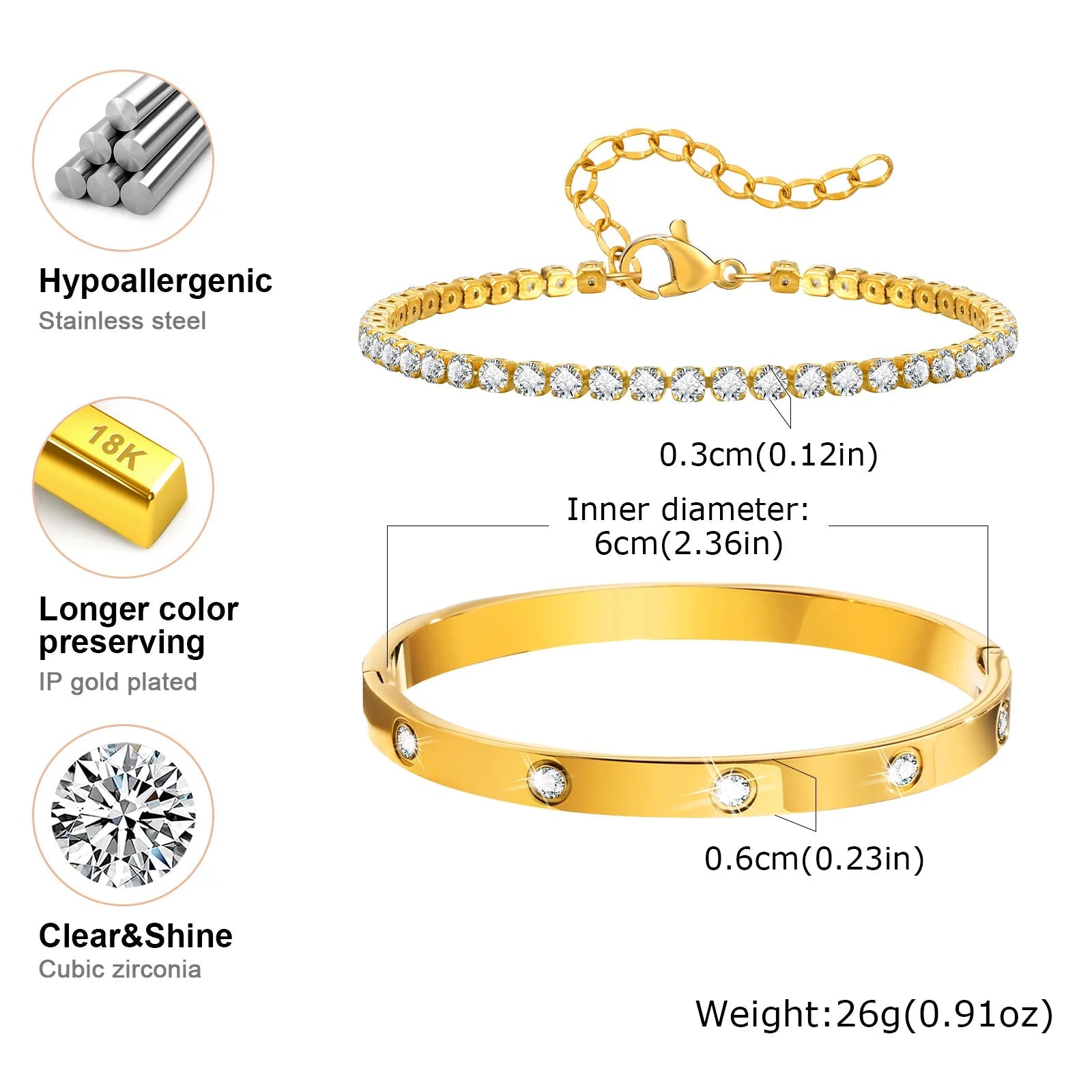 Tennisarmband Manschetten Set