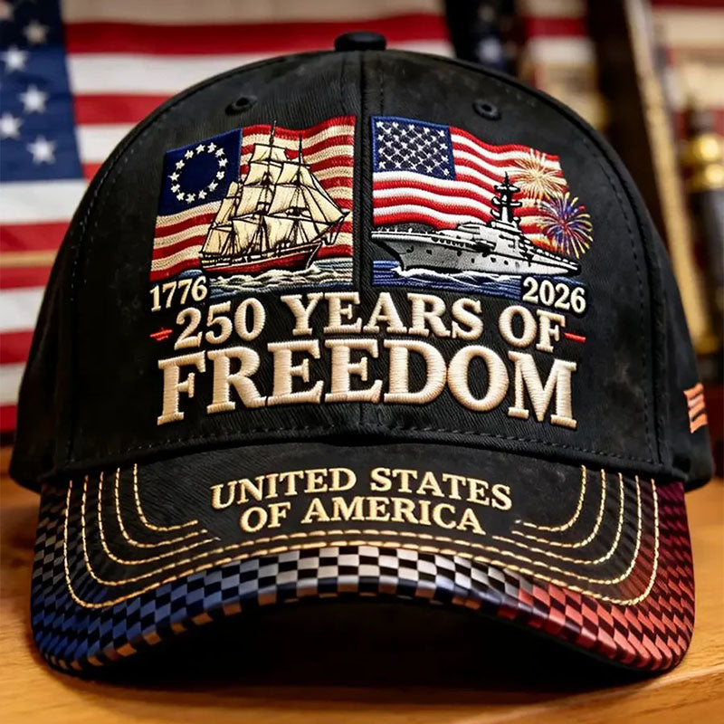 250 Years Of Freedom Ship & Warship Patriotic Baseball Cap