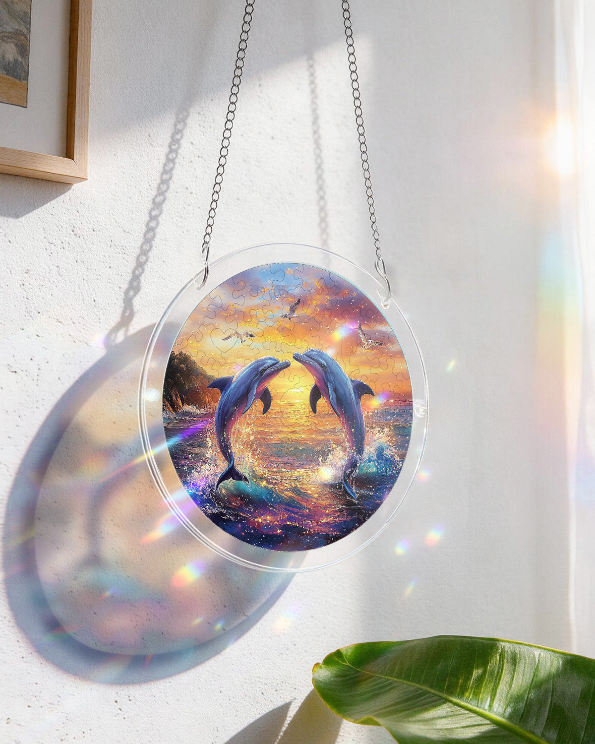Delfin Liebeslied Lichtfänger – Acrylfensterkunst