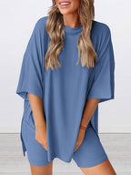 Oversized Top & Biker Shorts Lounge Set