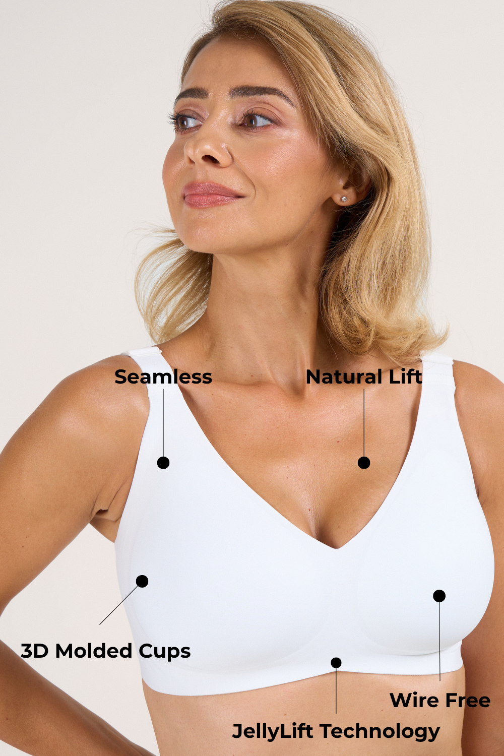 Seamless Soft V-Neck Wireless Full Support Jelly Bra