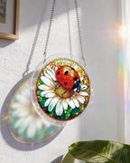 Ladybug on Daisy Light Suncatcher-Acrylic Window Art