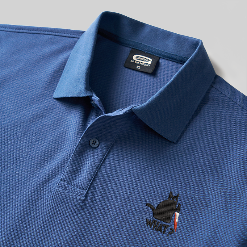 Katze Was? Besticktes Polo-Shirt für Geeks