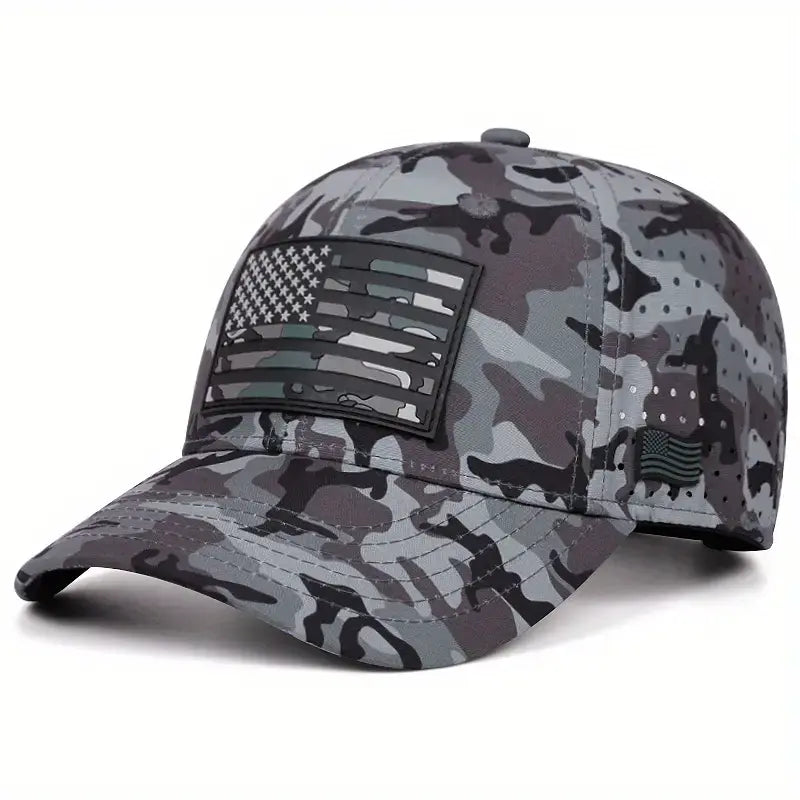 Casquette de baseball brodée drapeau américain - Chapeau en coton ajustable