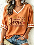 Women's Fall Casual Faith Graphic Print T-Shirt
