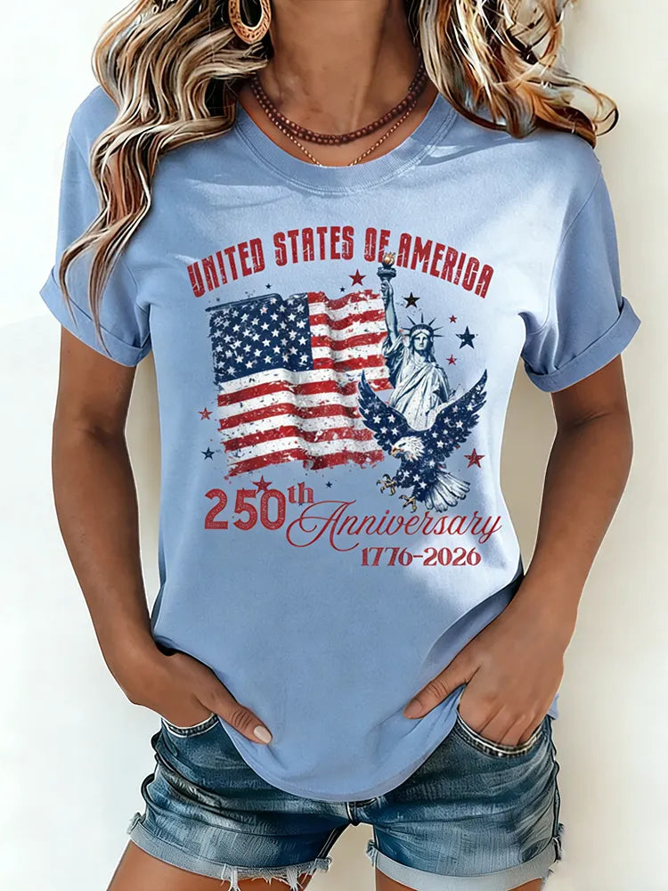 T-shirt Patriotique Vintage Aigle Statue de la Liberté 250ème Anniversaire USA