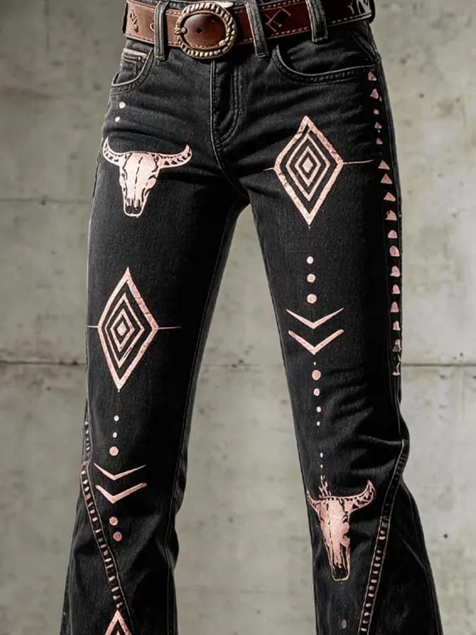 Damen Freizeithose mit Retro-Print