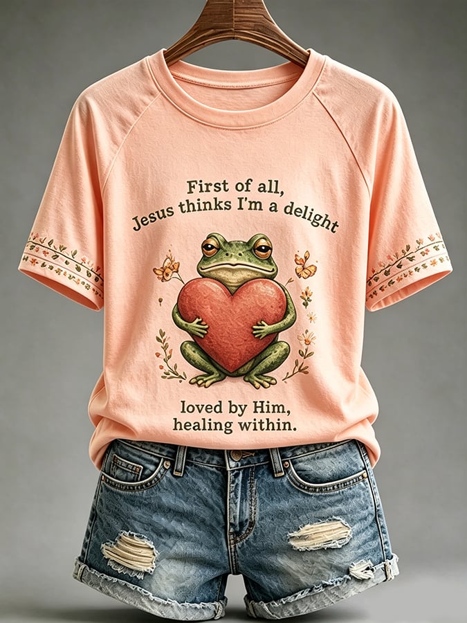 Women'S Casual Short-Sleeve T-Shirt With Faith & Mental Health Print