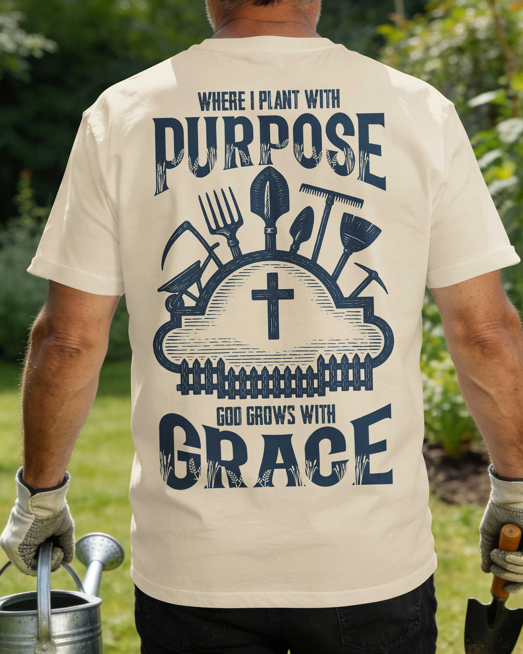Where I Plant With Purpose God Grows With Grace T-Shirt