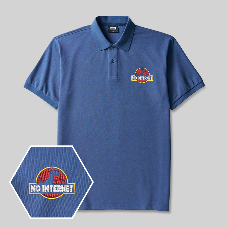 No Internet Geek Embroidered Polo Shirt