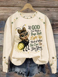 Women's If God Can Make A Bug's Butt Light Up Print Sweatshirt