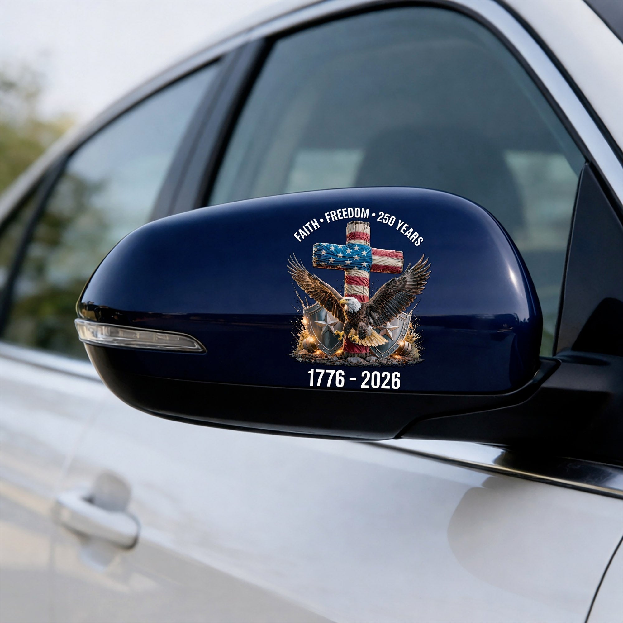 Faith Freedom USA Eagle Cross Decal – 250th Anniversary 1776-2026 Sticker for Car Window