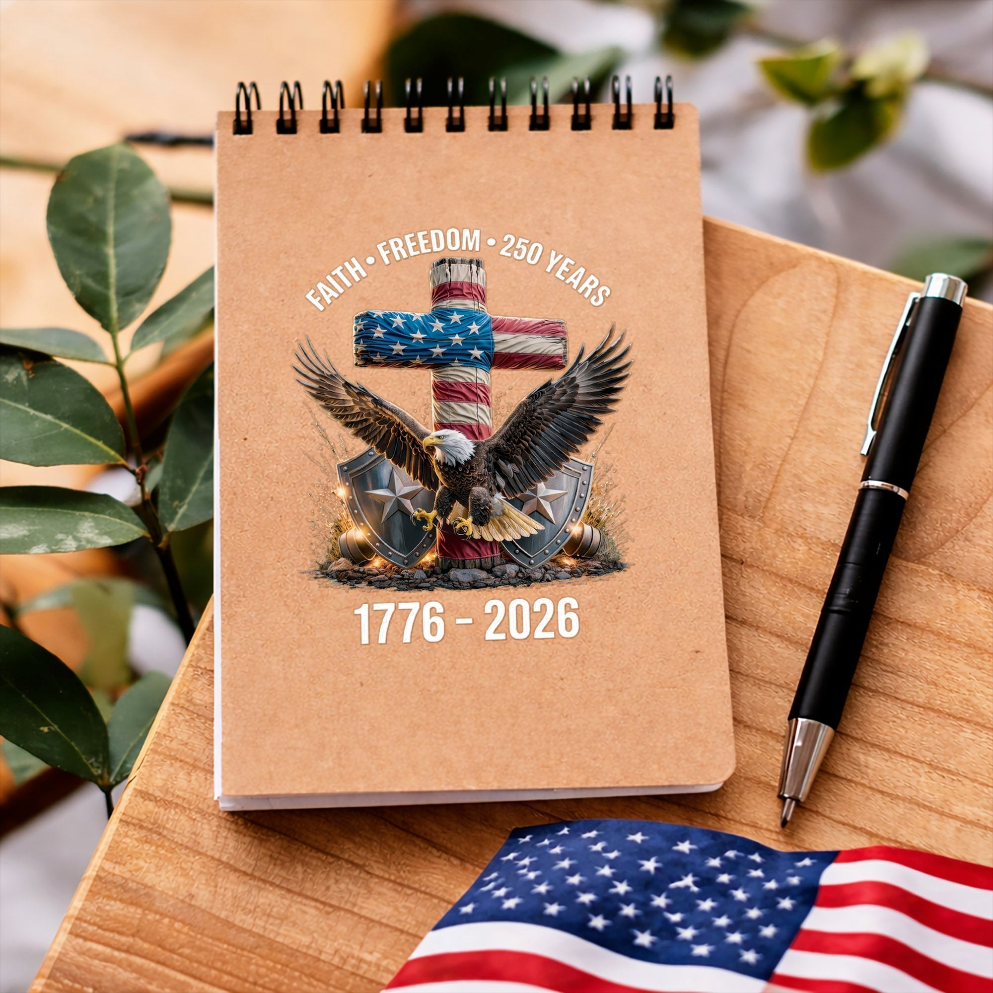 Faith Freedom USA Eagle Cross Decal – 250th Anniversary 1776-2026 Sticker for Car Window