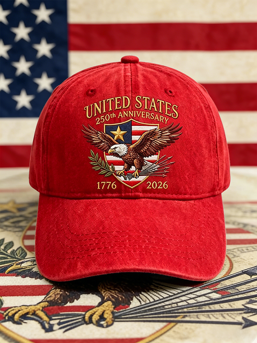 Casquette de baseball en jean délavé avec l'emblème de l'aigle chauve du 250e anniversaire des États-Unis