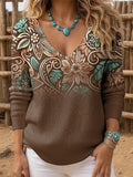 Damen-Oberteil mit ethnischem Western-Print