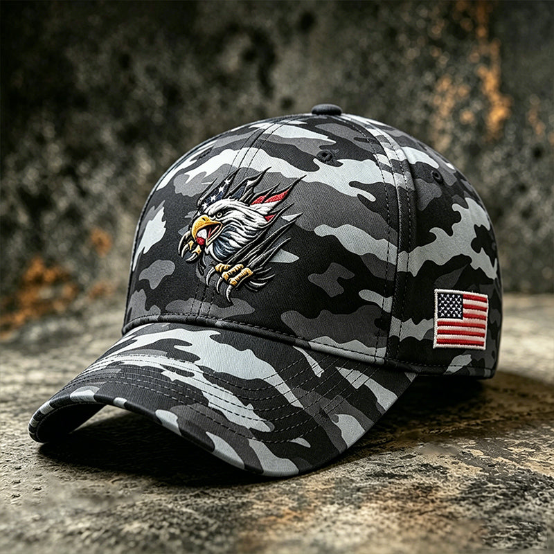 Casquette de baseball décontractée avec motif aigle camouflé américain