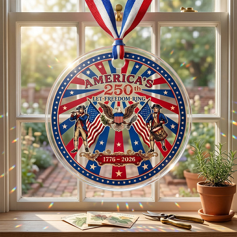 Ornement en acrylique « 250e anniversaire de l'Amérique » — Thème patriotique 1776-2026