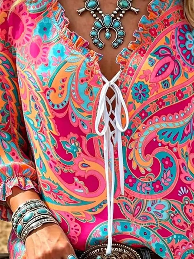 Damen Freizeit-Oberteil mit Retro-Print