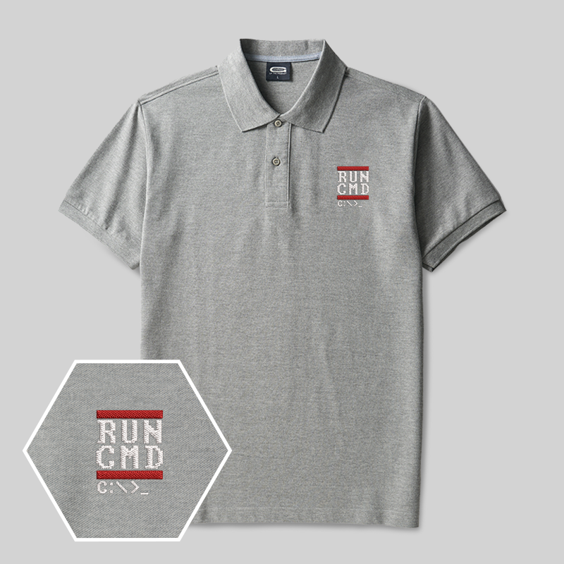 Run CMD Geek Embroidered Polo Shirt