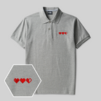 Pixel Hearts Geek Embroidered Polo Shirt