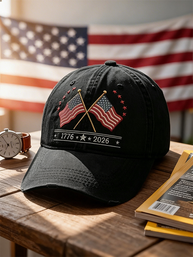 Casquette de baseball délavée Drapeaux américains croisés 1776-2026
