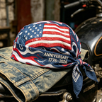 American anniversary art and fashion pirate hat, cycling headscarf, motorcycle rider cool headgear, cool brimless beanie, helmet lining
