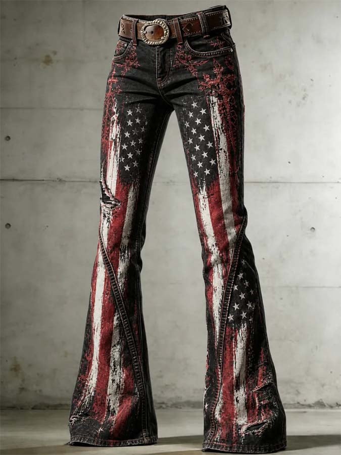 Freizeithose für Damen mit Retro-Print