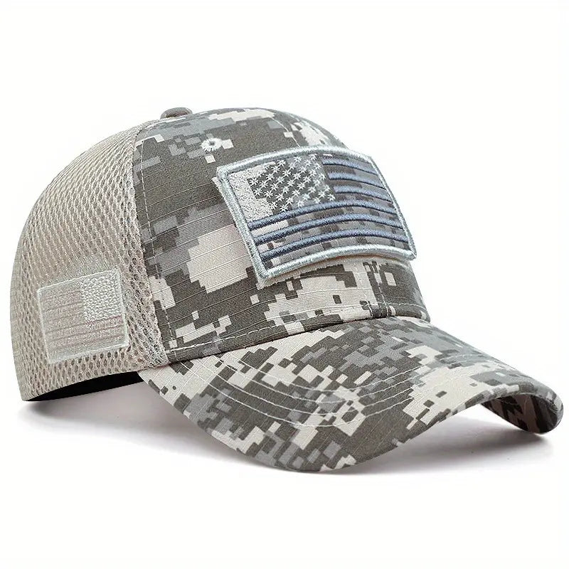 Casquette de baseball brodée drapeau américain - Chapeau en coton ajustable