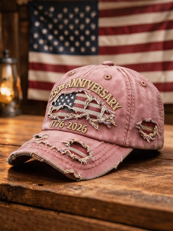 Casquette de baseball vintage en jean vieilli drapeau 250e anniversaire des États-Unis