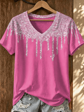 Damen Retro Brustkrebs Print T-Shirt