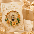 Vintage 3D Bienen- und Blumenbrosche