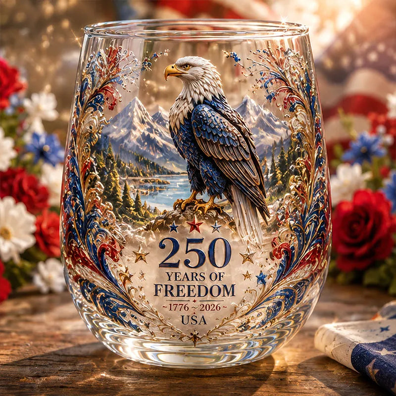America 250 Eagle Freedom Commemorative Glass Cup