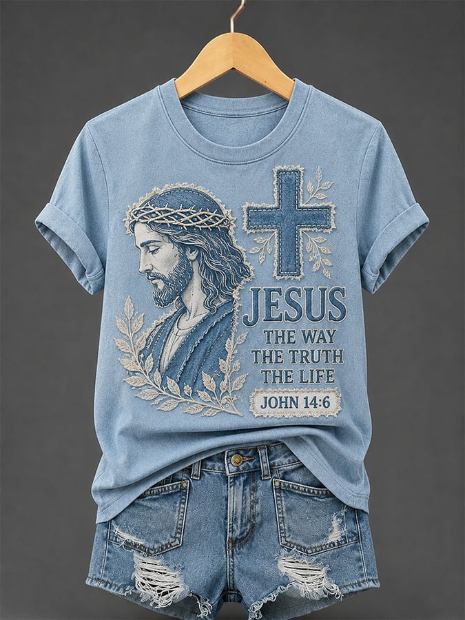 Women's Retro The Way / The Truth / The Life Faith  Print T-shirt