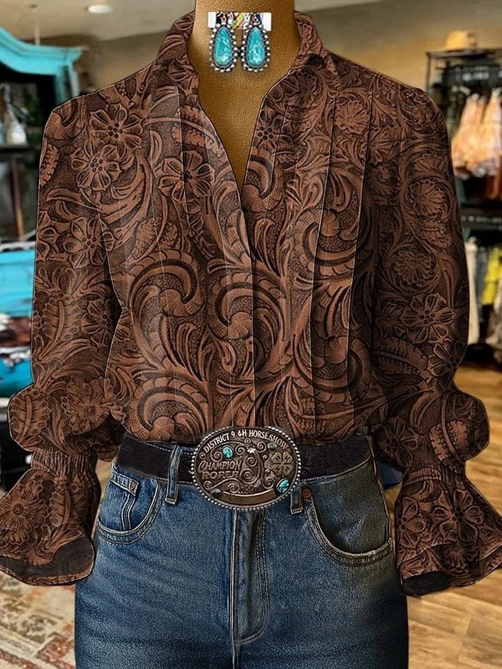 Vintage Western Hemdbluse für Damen mit Blumenmuster