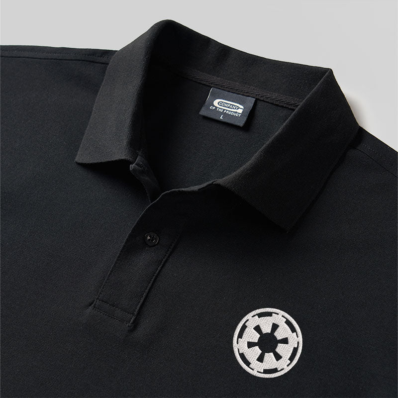 Premium Sci-Fi Embroidered Black Polo Shirt | Galactic Emblem Geek Apparel (M-5XL)