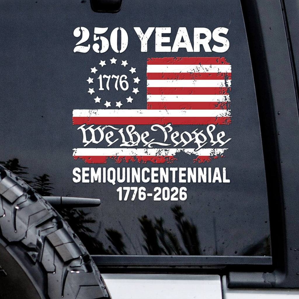Autocollant du semi-quincentenaire 250e anniversaire Drapeau des États-Unis Nous le peuple 1776-2026